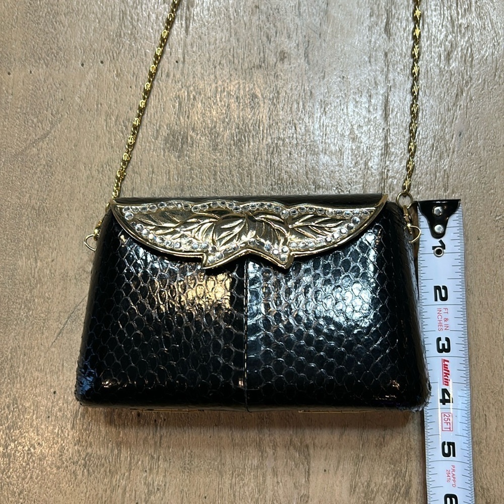 Sasha vintage purse, black with gold tones and rhinestones.